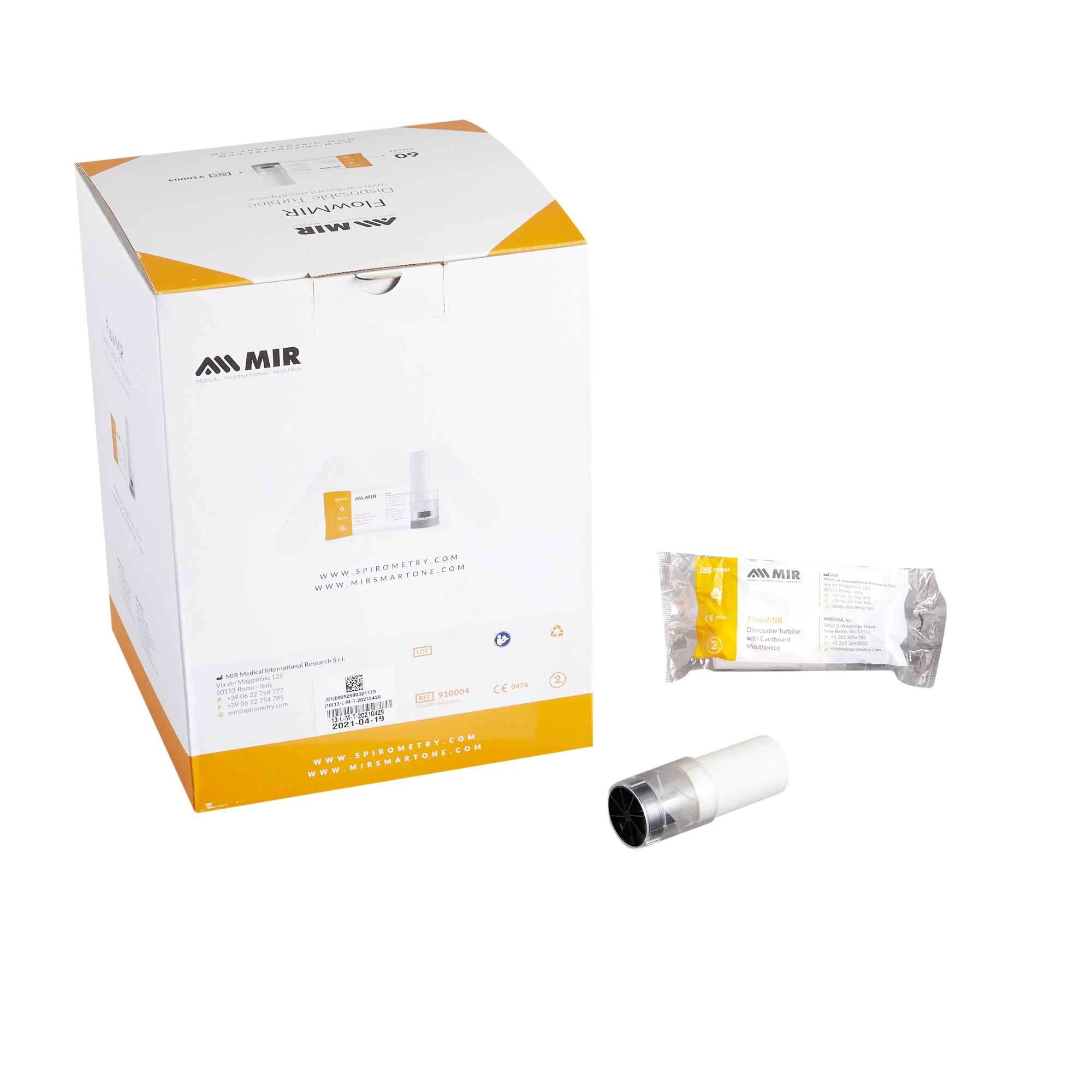 Mouthpieces Disposable Turbine FlowMIR® by Medical International Research USA MIR  ID 910004